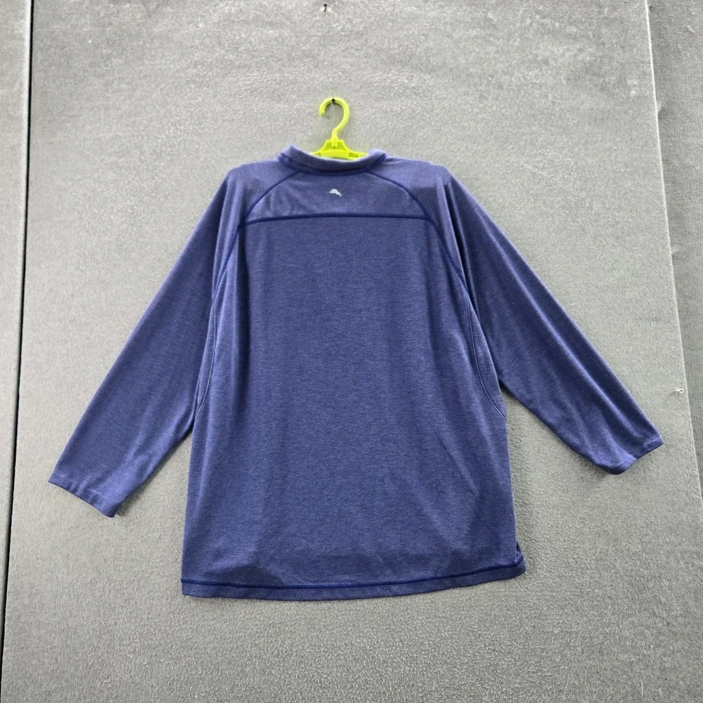 Tommy Bahama Men Sweater XXL‎ Blue Marlin Quarter Zip Logo Zipper Long Sleeve